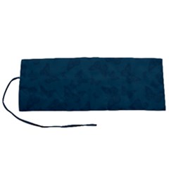 Indigo Dye Blue Butterfly Pattern Roll Up Canvas Pencil Holder (s) by SpinnyChairDesigns