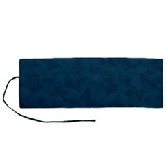 Indigo Dye Blue Butterfly Pattern Roll Up Canvas Pencil Holder (m) by SpinnyChairDesigns