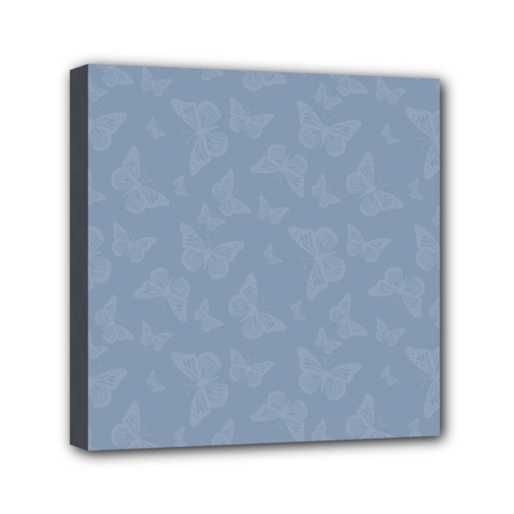 Faded Blue Butterfly Print Mini Canvas 6  x 6  (Stretched)