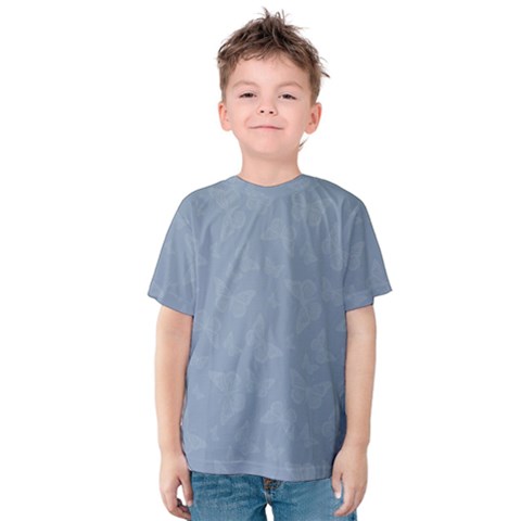 Faded Blue Butterfly Print Kids  Cotton Tee by SpinnyChairDesigns