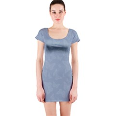 Faded Blue Butterfly Print Short Sleeve Bodycon Dress by SpinnyChairDesigns