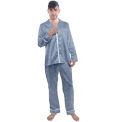 Faded Blue Butterfly Print Men s Long Sleeve Satin Pyjamas Set by SpinnyChairDesigns