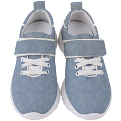 Faded Blue Butterfly Print Kids  Velcro Strap Shoes by SpinnyChairDesigns