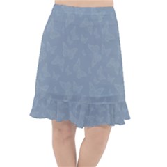 Faded Blue Butterfly Print Fishtail Chiffon Skirt by SpinnyChairDesigns