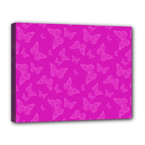 Fuchsia Butterfly Print  Canvas 14  X 11  (stretched) by SpinnyChairDesigns