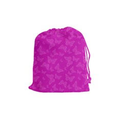 Fuchsia Butterfly Print  Drawstring Pouch (medium) by SpinnyChairDesigns