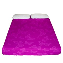 Fuchsia Butterfly Print  Fitted Sheet (california King Size) by SpinnyChairDesigns