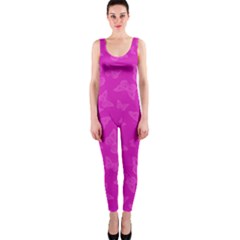 Fuchsia Butterfly Print  One Piece Catsuit by SpinnyChairDesigns