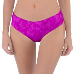 Fuchsia Butterfly Print  Reversible Classic Bikini Bottoms by SpinnyChairDesigns