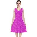 Fuchsia Butterfly Print  V-Neck Midi Sleeveless Dress  View1