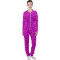 Fuchsia Butterfly Print  Casual Jacket and Pants Set View1