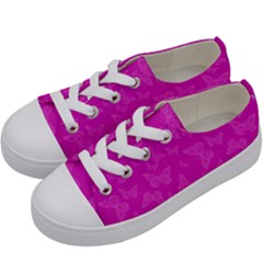 Fuchsia Butterfly Print  Kids  Low Top Canvas Sneakers by SpinnyChairDesigns