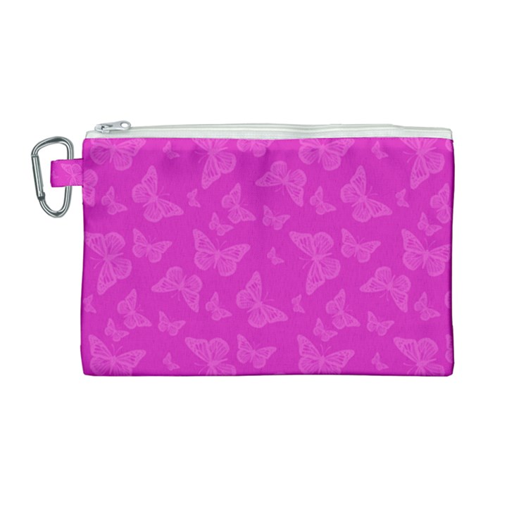 Fuchsia Butterfly Print  Canvas Cosmetic Bag (Large)