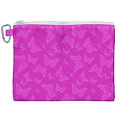 Fuchsia Butterfly Print  Canvas Cosmetic Bag (xxl) by SpinnyChairDesigns