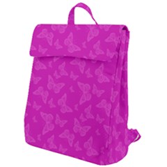 Fuchsia Butterfly Print  Flap Top Backpack by SpinnyChairDesigns