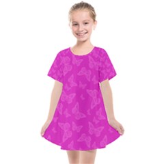 Fuchsia Butterfly Print  Kids  Smock Dress by SpinnyChairDesigns