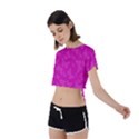 Fuchsia Butterfly Print  Tie Back Short Sleeve Crop Tee View2