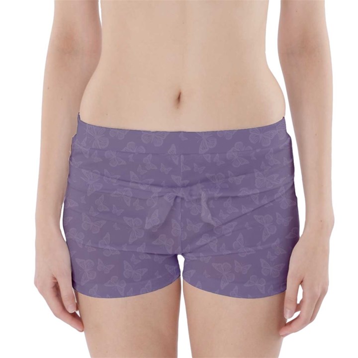 Grape Compote Butterfly Print Boyleg Bikini Wrap Bottoms