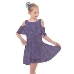 Grape Compote Butterfly Print Kids  Shoulder Cutout Chiffon Dress by SpinnyChairDesigns