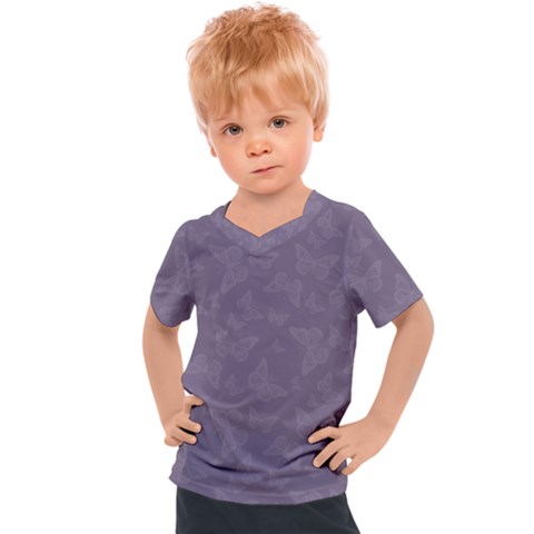 Grape Compote Butterfly Print Kids  Sports Tee by SpinnyChairDesigns