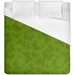 Avocado Green Butterfly Print Duvet Cover (king Size) by SpinnyChairDesigns