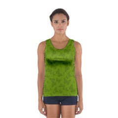 Avocado Green Butterfly Print Sport Tank Top  by SpinnyChairDesigns