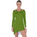 Avocado Green Butterfly Print Asymmetric Cut-Out Shift Dress View1