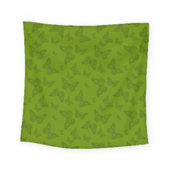 Avocado Green Butterfly Print Square Tapestry (small) by SpinnyChairDesigns