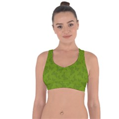 Avocado Green Butterfly Print Cross String Back Sports Bra by SpinnyChairDesigns