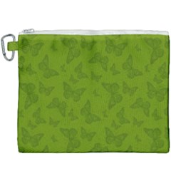 Avocado Green Butterfly Print Canvas Cosmetic Bag (xxxl) by SpinnyChairDesigns