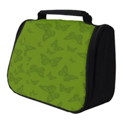 Avocado Green Butterfly Print Full Print Travel Pouch (small) by SpinnyChairDesigns