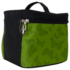 Avocado Green Butterfly Print Make Up Travel Bag (big) by SpinnyChairDesigns