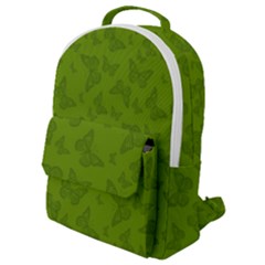 Avocado Green Butterfly Print Flap Pocket Backpack (small) by SpinnyChairDesigns