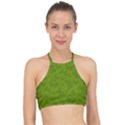 Avocado Green Butterfly Print Racer Front Bikini Top View1