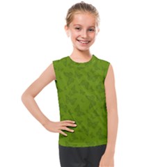 Avocado Green Butterfly Print Kids  Mesh Tank Top by SpinnyChairDesigns