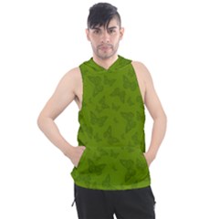 Avocado Green Butterfly Print Men s Sleeveless Hoodie by SpinnyChairDesigns