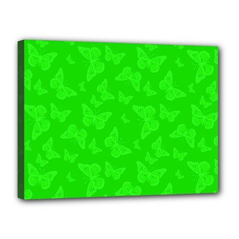 Chartreuse Green Butterfly Print Canvas 16  X 12  (stretched) by SpinnyChairDesigns