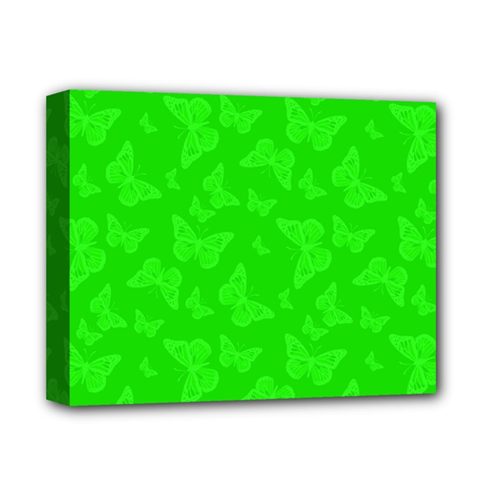 Chartreuse Green Butterfly Print Deluxe Canvas 14  x 11  (Stretched)