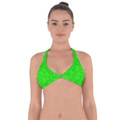 Chartreuse Green Butterfly Print Halter Neck Bikini Top by SpinnyChairDesigns