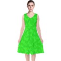 Chartreuse Green Butterfly Print V-Neck Midi Sleeveless Dress  View1