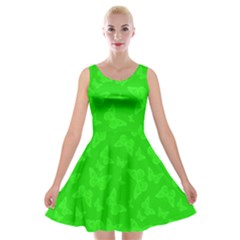 Chartreuse Green Butterfly Print Velvet Skater Dress by SpinnyChairDesigns