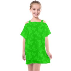 Chartreuse Green Butterfly Print Kids  One Piece Chiffon Dress by SpinnyChairDesigns