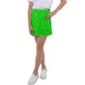 Chartreuse Green Butterfly Print Kids  Tennis Skirt View1