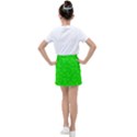 Chartreuse Green Butterfly Print Kids  Tennis Skirt View2