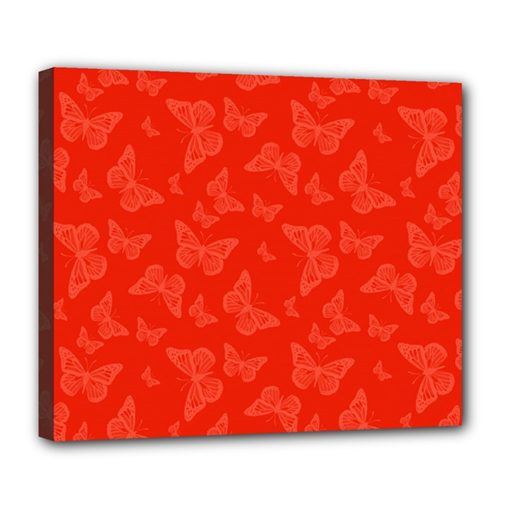 Vermilion Red Butterfly Print Deluxe Canvas 24  x 20  (Stretched)