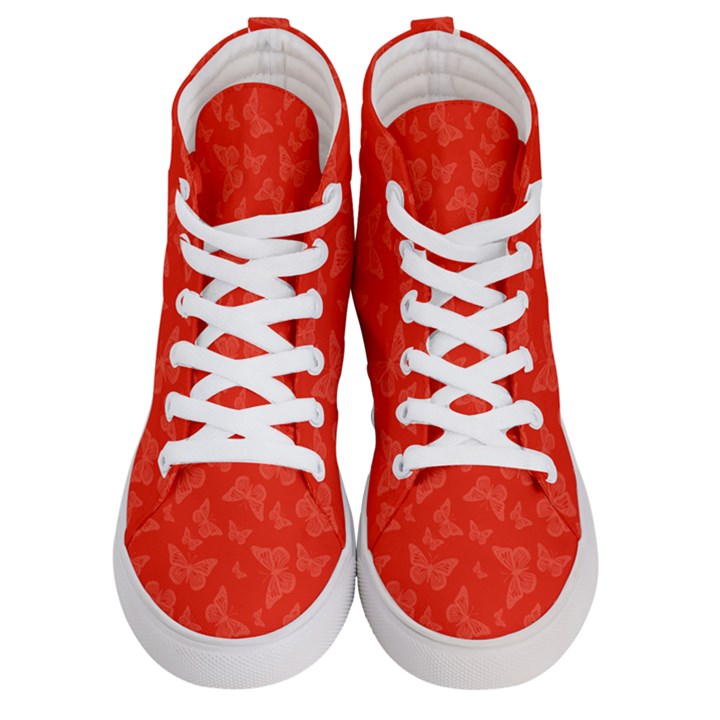 Vermilion Red Butterfly Print Men s Hi-Top Skate Sneakers