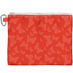 Vermilion Red Butterfly Print Canvas Cosmetic Bag (xxxl) by SpinnyChairDesigns