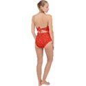 Vermilion Red Butterfly Print Scallop Top Cut Out Swimsuit View2