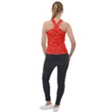 Vermilion Red Butterfly Print Cross Neck Velour Top View2