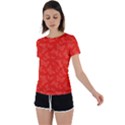 Vermilion Red Butterfly Print Back Circle Cutout Sports Tee View1